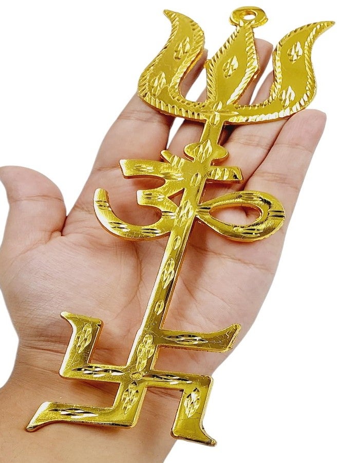 ARTISKRITI Om Trishul Swastik Trishakti Yantra Door, Wall Hanging for Home, Mandir, Office & Shops Home House Entrance Door Decor - Image 1